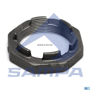 Гайка SCANIA 2,3,4,P,R,T series ступицы передней корончатая (M60х2мм, h=20мм,SW8 040169 SAMPA