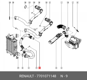 ПРОКЛАДКА ПАТРУБКА ВОЗД ФИЛЬТРА ДВС(РЕЗ)  7701071148 7701071148 RENAULT