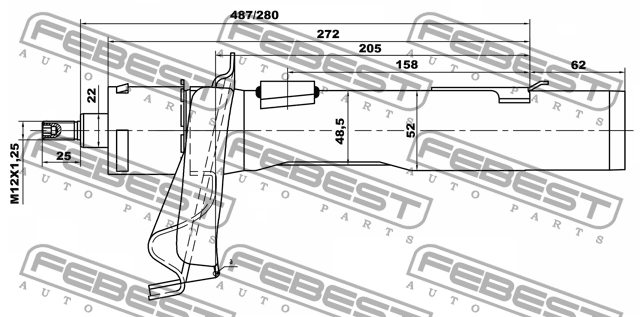 Амортизатор передн левый FORD FOCUS II 08-11 21665158FL 21665158FL FEBEST