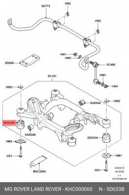 сайлентблок! подрамника\ Land Rover Range Rover 02-12 KHC000060 LAND ROVER