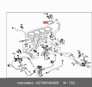 ПРОКЛАДКА ТРУБКИ ВЕНТИЛЯЦИИ ELASTOMER A2740184400 MERCEDES BENZ