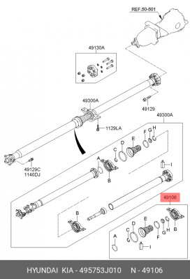Подшипник подвесной HONDA ix55 (01-) вала карданного OE 495753J010 HYUNDAI KIA