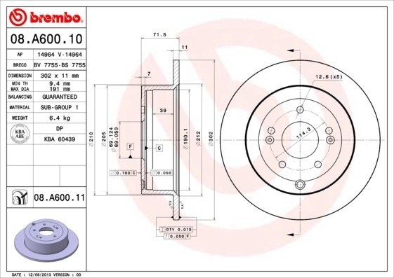 Диск тормозной Brembo Painted Disc 08.A600.11 08.A600.11 BREMBO