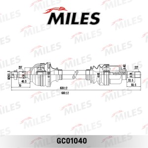 Привод в сборе левый CITROEN C4/PEUGEOT 307 1.4-1.6 00- (GKN 303574) GC01040 GC01040 MILES