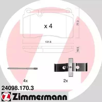 колодки дисковые !перед. 132x77x16 \ VW Touareg, Land Rover Range Rover 3.2-4.2i 24098.170.3 ZIMMERMANN