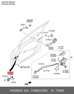 Ограничитель двери KIA Cerato (12-) передней левой OE 79380A7000 HYUNDAI KIA