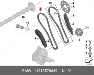 цепь ГРМ!\BMW E81/F20/E90/F30/F07/F10 2.0D/3.0D N47/N47N/N57 07> 11 31 8 570 649 BMW
