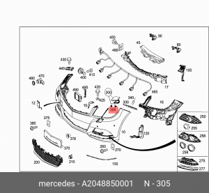 ПРУЖИНА ЗАГЛУШКИ БАМПЕРА A2048850001 MERCEDES BENZ