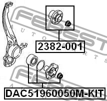 Подшипник ступицы LAND ROVER Range Rover (06-10) передней FEBEST DAC51960050M-KIT FEBEST