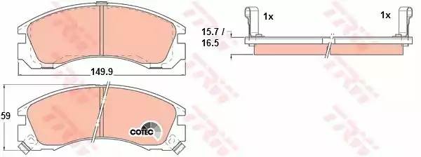 Колодки тормозные MITSUBISHI Outlander (03-), Pajero (00-), Pajero Sport (98-) п GDB1126 TRW