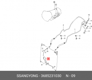 Трубка SSANGYONG Kyron (06-) охлаждения АКПП OE 3685231030 SSANG YONG