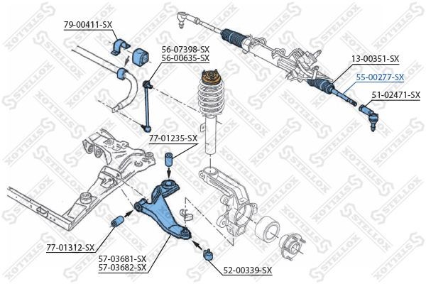 тяга рулевая!\ Ford Mondeo 1.8/2.0Di &V6 01> 55-00277-SX STELLOX