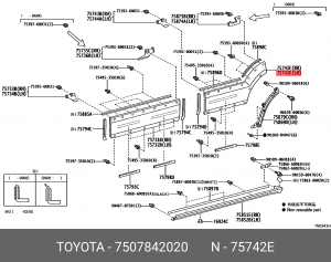 7507842020 молдинг задней двери левый! в сборе\ Toyota 75078-42020 TOYOTA