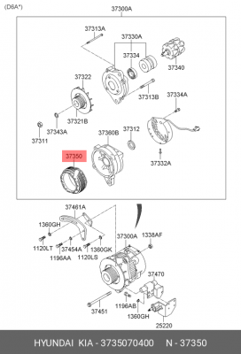 Статор генератора AERO 150А 3735070400 HYUNDAI KIA