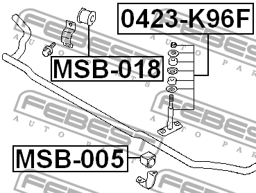 Втулка стабилизатора передняя MITSUBISHI L200 96-07 MSB-018 MSB-018 FEBEST