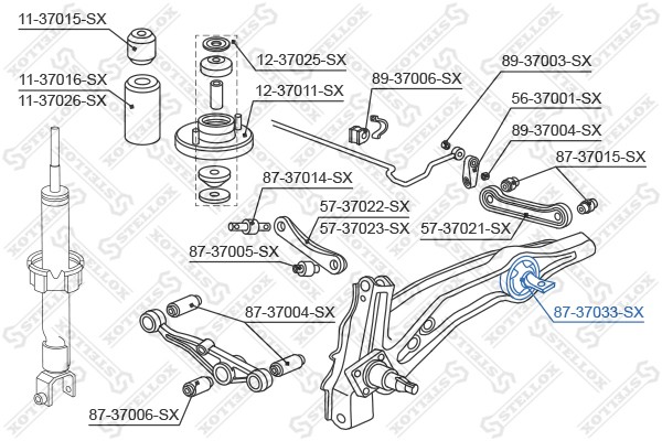сайлентблок продол. рычага!\Honda Civic 91-95, Rover 200/400 89-95 87-37033-SX STELLOX