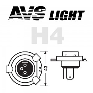 Лампа 12V H4 60/55W P43t 3700K блистер (2шт.) AVS A78949S AVS