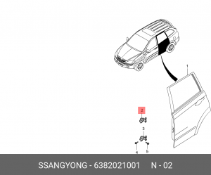 Петля SSANGYONG Actyon (06-),Kyron (05-),Actyon Sports (06-/12-) двери задней пр 6382021001 SSANG YONG