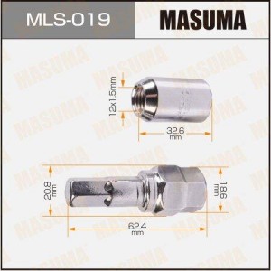 к-кт гаек колесных лит.диск! M12x1.5x32.6 20шт.+переходник\ MLS-019 MASUMA