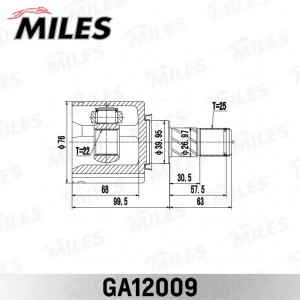 ШРУС внутренний правый NISSAN ALMERA B10RS 2006.01-2012.11 GA12009 GA12009 MILES