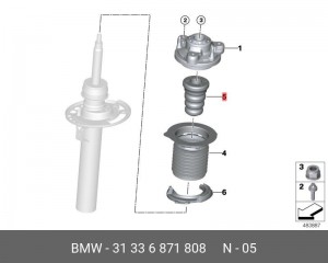 отбойник амортизатора!переднего\ BMW 3-Series/ G20/ G20N/ G21/ G21N/ G28/ G28N 31 33 6 871 808 BMW