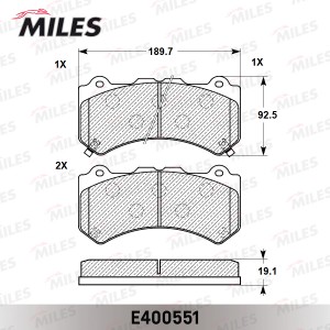 Колодки тормозные передние (Смесь Low-Metallic) JEEP GRAND CHEROKEE 10- (TRW GDB E400551 MILES