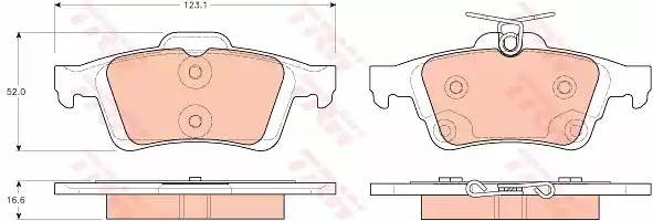 Колодки тормозные FORD Focus 2,3 задние (4шт.) TRW GDB1938 TRW