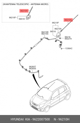 Антенна механическая штырьевая 9622007500 HYUNDAI KIA