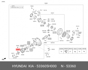 Фланец HYUNDAI HD65,72,78 дв.D4DB,D4DD заднего моста OE 533605H000 HYUNDAI KIA