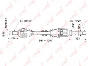 Привод в сборе R NISSAN Qashqai(J10) 2.0 2WD 07 / X-Trail(T31) 2.0 2WD 07 CD-110 CD-1103 LYNXAUTO