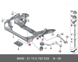 Болт с шестигранной головкой Е81,90 31106763928 31 10 6 763 928 BMW