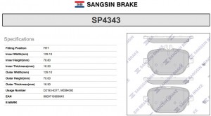 Колодки передние MERCEDES GLC C253, X253 2017- SP4343 SP4343 SANGSIN