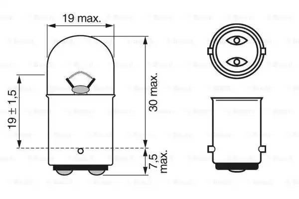 лампа! (R5W) 5W 12V BA15S габарит PURE LIGHT/подсвет.номерного знака 1 987 302 237 BOSCH