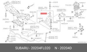 САЙЛЕНТБЛОК ПЕРЕДНЕГО РЫЧАГА ЗАДНИЙ SUBARU 20204-FL020 20204FL020 SUBARU