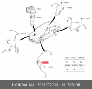 Датчик АБС HYUNDAI Elantra (15-) колеса переднего левого OE 59810F2300 HYUNDAI KIA