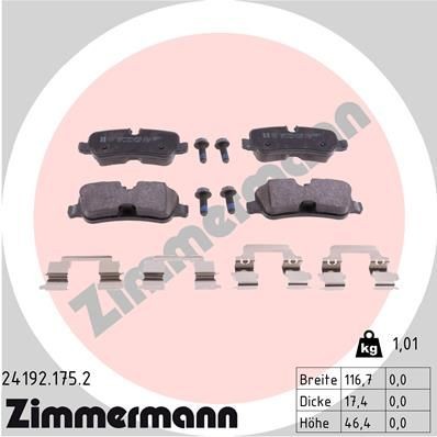 колодки дисковые !задн. 117x46x17 \ Land Rover Discovery/Range Rover 4.4i/2.7TD  241921752 ZIMMERMANN