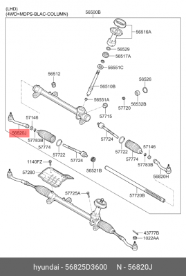 Наконечник рулевой тяги HYUNDAI Tucson (18-) KIA Sportage (18-) правый OE 56825D3600 HYUNDAI KIA