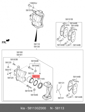 сальник суппорта тормозного переднего\ Hyundai 581130Z000 HYUNDAI