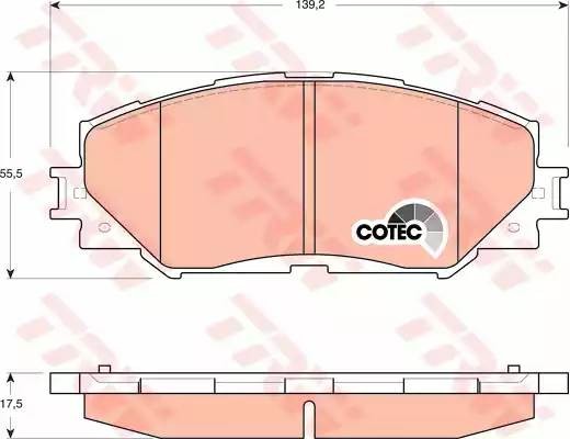 Колодки тормозные TOYOTA Auris (06-12) (Япония),Corolla (07-13) передние (4шт.)  GDB3425 TRW
