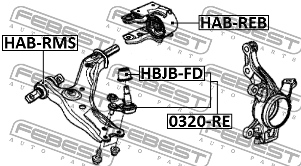 Сайлентблок рычага передний HONDA CR-V 2011-2016 HAB-RMS HAB-RMS FEBEST
