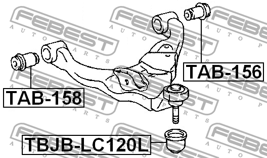 Сайлентблок нижн рычага TOYOTA LAND CRUISER PRADO 120 TAB-156 TAB-156 FEBEST