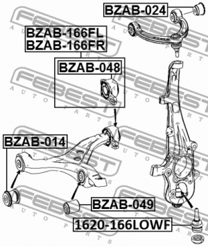 Опора шаровая передн поворотного кулака MB ML 1620-166LOWF 1620-166LOWF FEBEST
