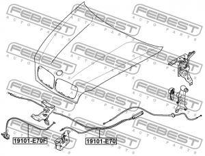 Тросик привода открывания замка капота BMW X5 E70 2009-2013 19101-E70 19101-E70 FEBEST