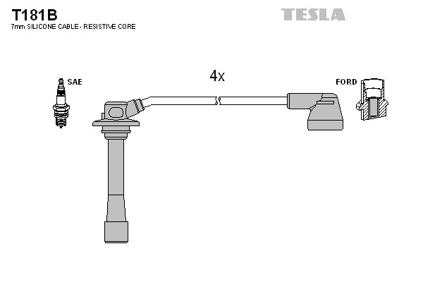 к-кт проводов высоковольтных!\ Mazda 626 1.8/2.0 97-02 T181B TESLA