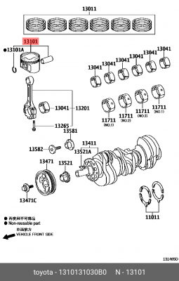 поршень! с пальцем \Toyota Camry/Rav4,Lexus ES/RX 3.5 2GR-FE 24V 06-12 13101-31030-B0 TOYOTA