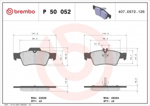 Колодки тормозные P50052 P50052 BREMBO