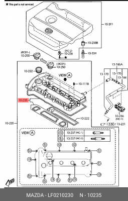 прокладка клапанной крышки! пластик. крышка\ Ford Mondeo, Mazda 6 1.8/2.0 16V 00 LF0210230 MAZDA