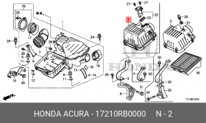17210RB0000 КРЫШКА КОРПУСА ВОЗДУШНОГО ФИЛЬТРА 17210RB0000 HONDA