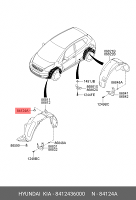 клипса подкрылка\ Hyundai I30 1.6i 07> 8412436000 MOBIS