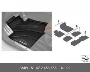 Ножные коврики всепогодные Зд !2.SR / 6+7-SITZ \BMW X7 G07 51 47 2 458 555 BMW